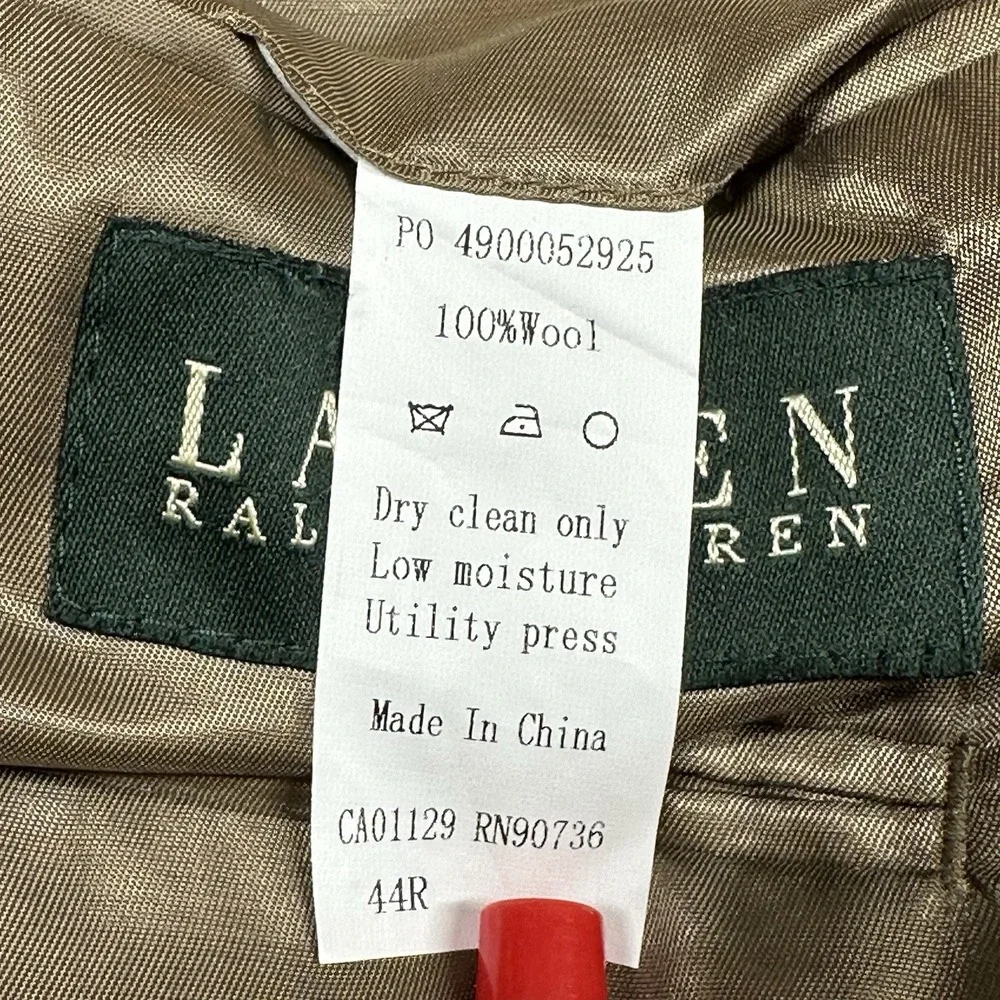 Lauren Ralph Lauren 44R Brown‎ Wool 2-Button Sport Coat Blazer NOTE